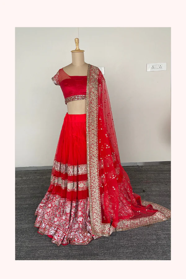 Manish Malhotra Red Embellished Lehenga Set