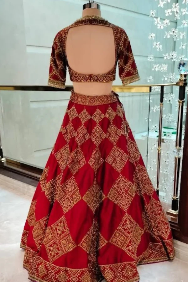 Manish Malhotra Red Embroidered Lehenga Set - Image 4