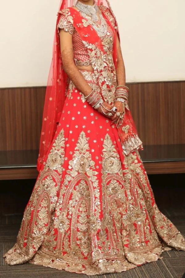 Manish Malhotra Regal Red Bridal Lehenga Set - Image 2