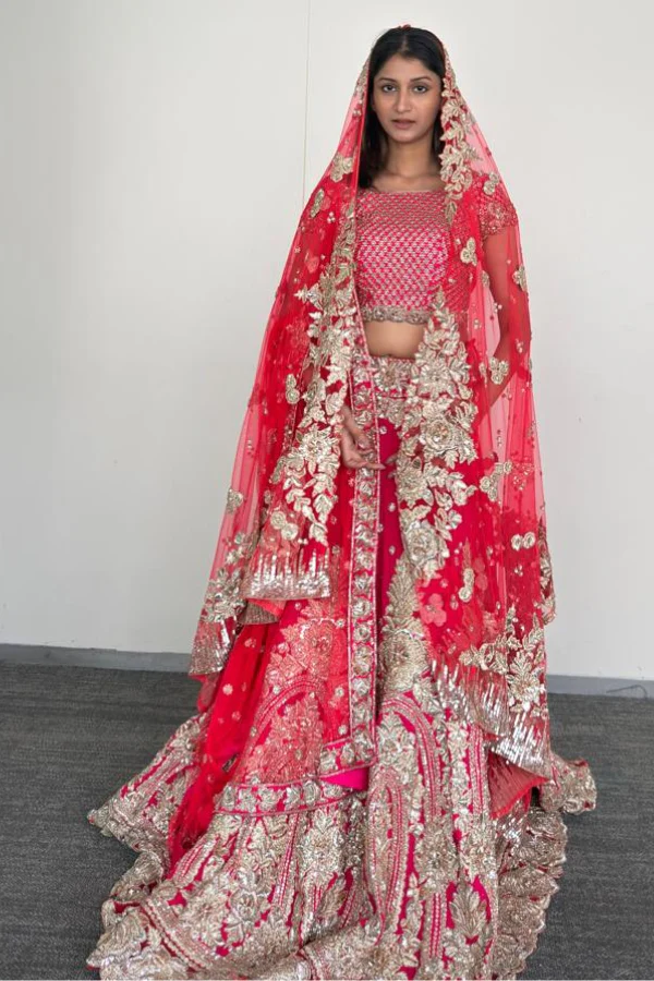 Manish Malhotra Regal Red Bridal Lehenga Set - Image 3