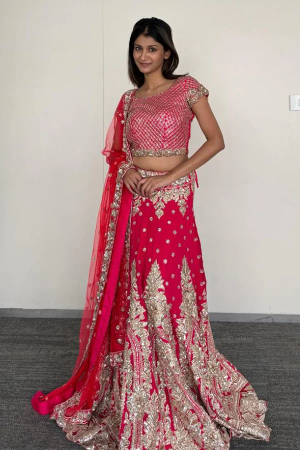 Manish Malhotra Regal Red Bridal Lehenga Set - Image 4