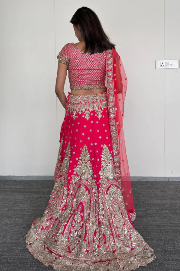 Manish Malhotra Regal Red Bridal Lehenga Set - Image 5