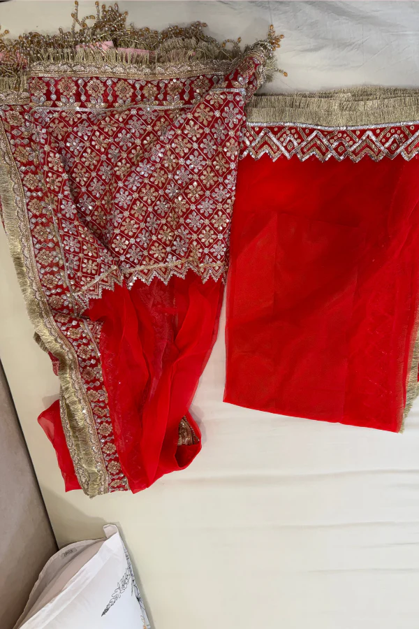 Manish Malhotra Scarlet Red Bridal Lehenga Set - Image 5