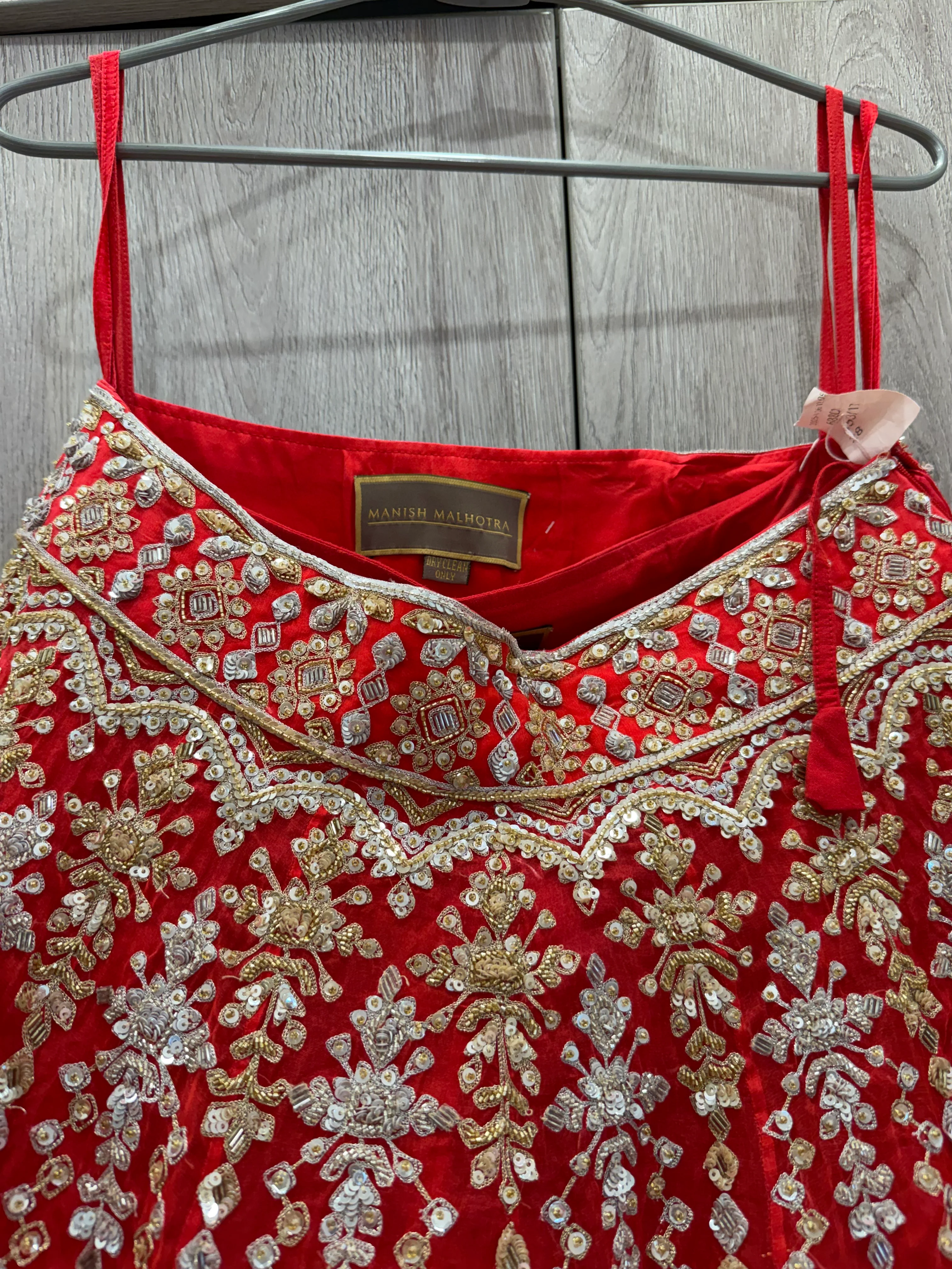Manish Malhotra Scarlet Red Bridal Lehenga Set - Image 6
