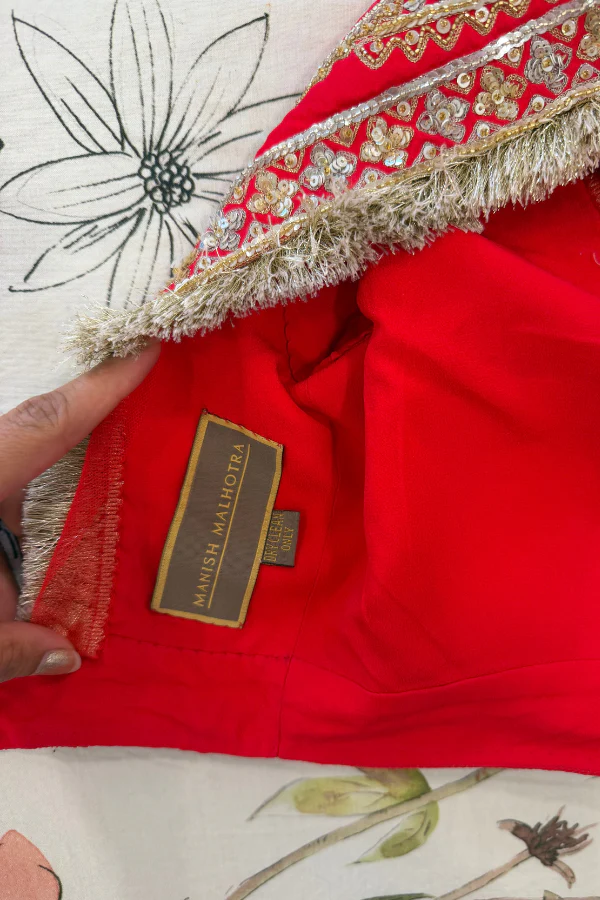 Manish Malhotra Scarlet Red Bridal Lehenga Set - Image 7