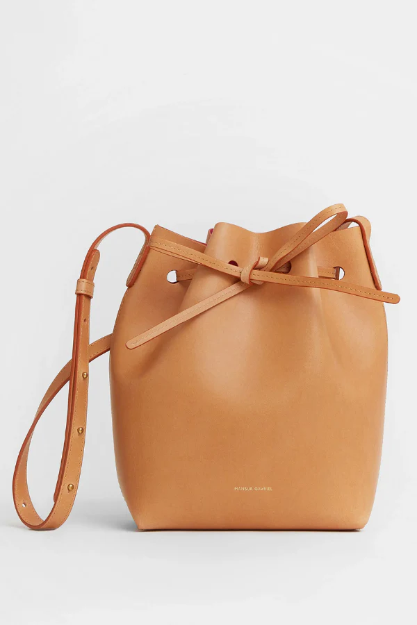 Mansur Gavriel Brown Leather Mini Bucket Bag