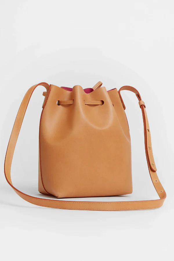 Mansur Gavriel Brown Leather Mini Bucket Bag - Image 3
