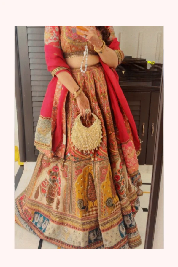 Marwar Couture Red & Multicolour Bridal Lehenga Set - Image 3