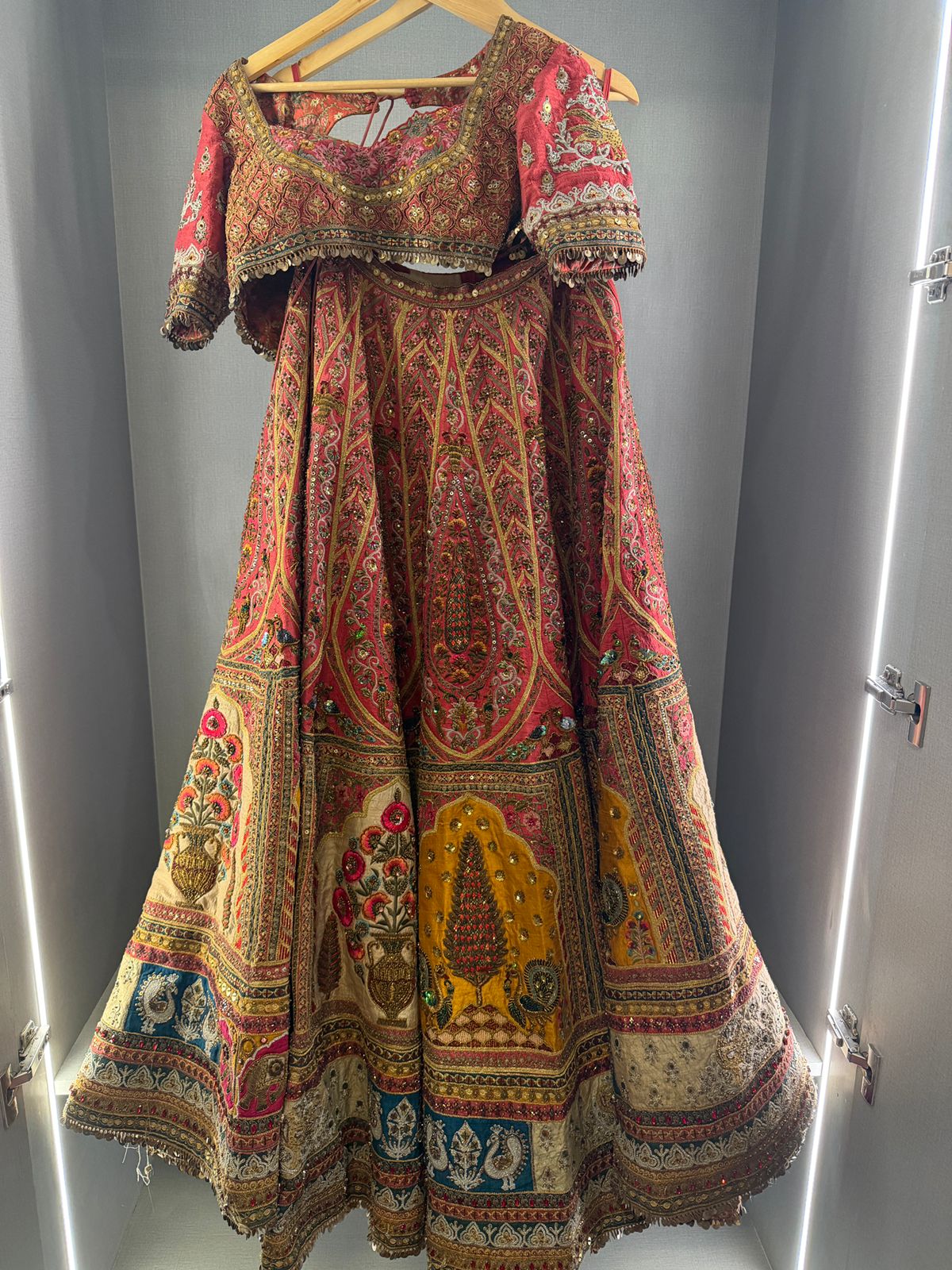 Marwar Couture Red & Multicolour Bridal Lehenga Set - Image 4