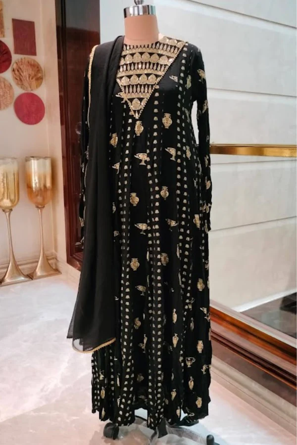 Masaba Black Gold Potters Touch Anarkali Set - Image 2