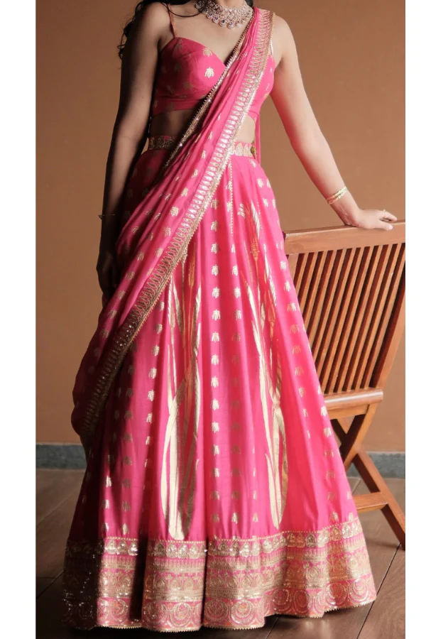 Masaba Pink Whispering Lily Lehenga Set - Image 3