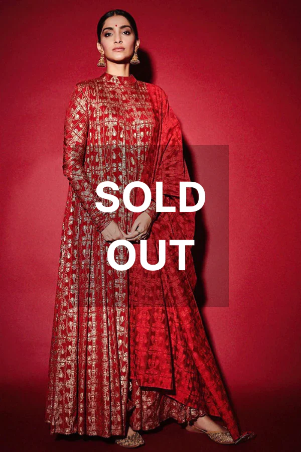 Masaba Scarlet Chanderi Anarkali Set