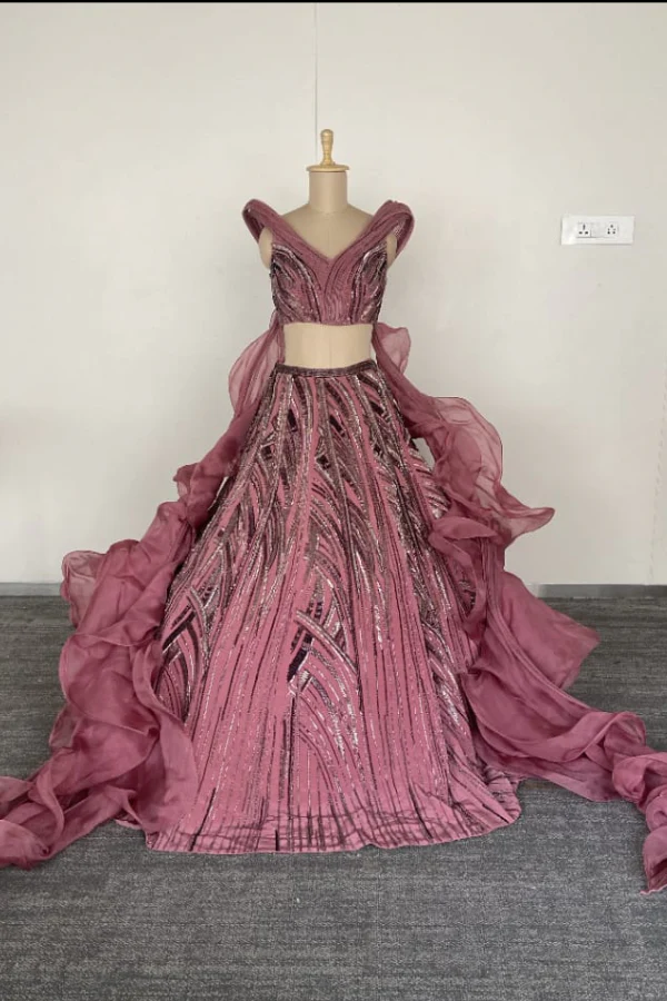 Mauve Cascade lehenga set