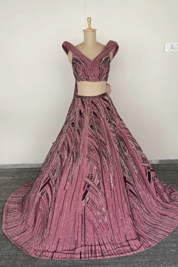 Mauve Cascade lehenga set - Image 2