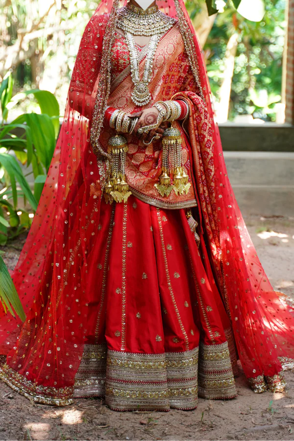MEGHA & JIGAR Cherry Red Embroidered Lehenga Set - Image 2