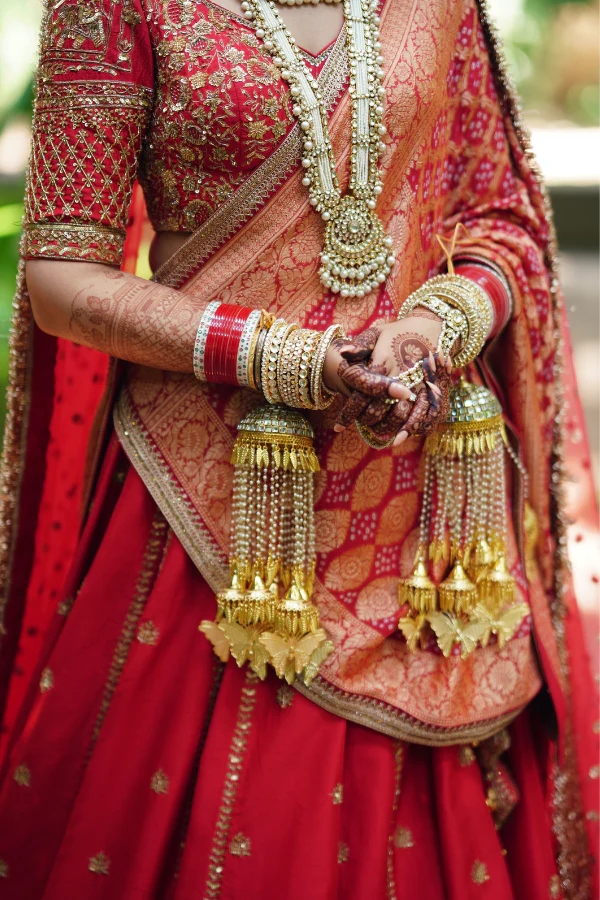 MEGHA & JIGAR Cherry Red Embroidered Lehenga Set - Image 3