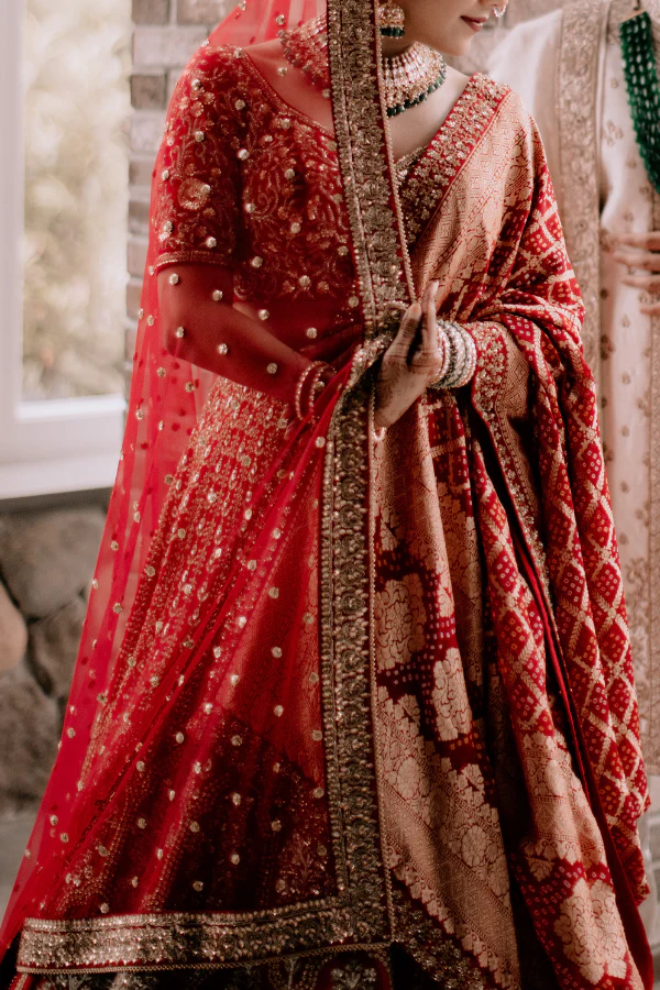Megha Jigar Red embroidered lehenga - Image 3