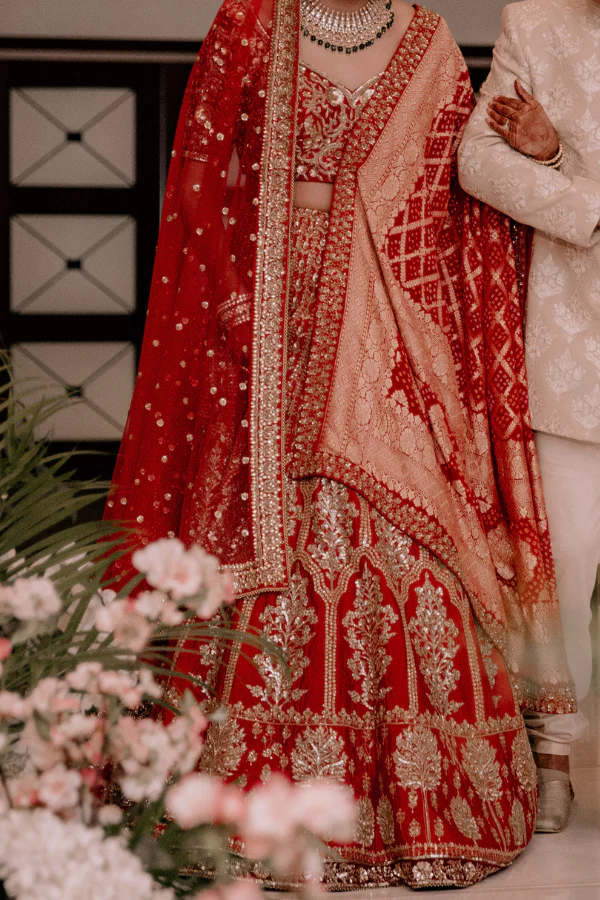 Megha Jigar Red embroidered lehenga - Image 4