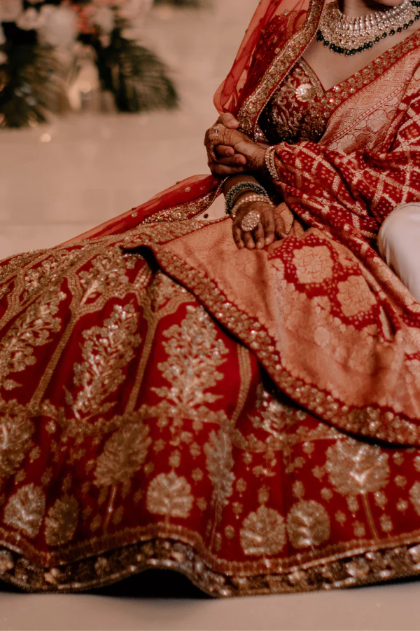 Megha Jigar Red embroidered lehenga - Image 5