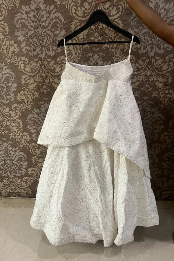 Megha & Jigar White Chikankari lehenga - Image 2