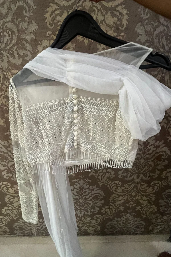 Megha & Jigar White Chikankari lehenga - Image 5