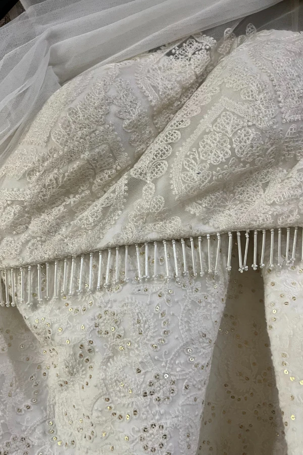 Megha & Jigar White Chikankari lehenga - Image 6
