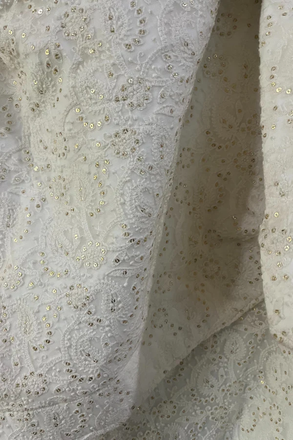 Megha & Jigar White Chikankari lehenga - Image 7