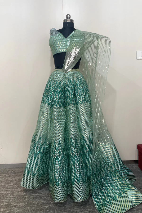 Metallic winged Lehenga set
