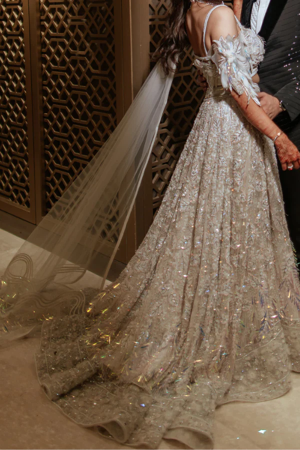 Mireya Embellished white lehenga