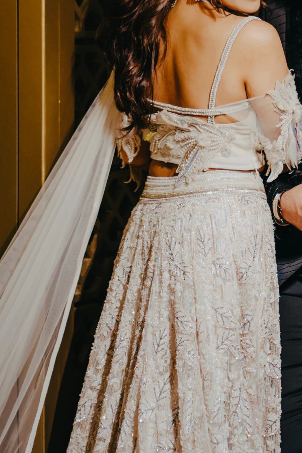 Mireya Embellished white lehenga - Image 3