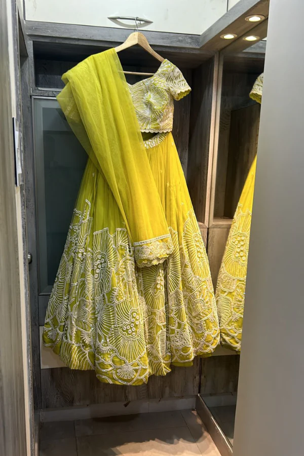 Mishru lime embroidered lehenga set