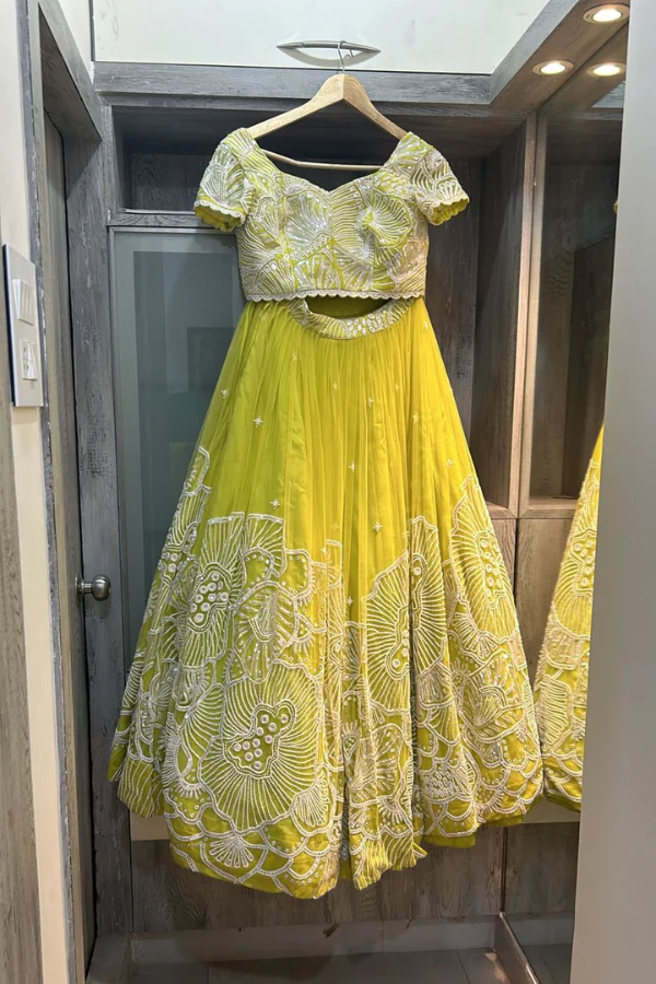 Mishru lime embroidered lehenga set - Image 2