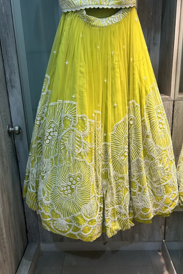 Mishru lime embroidered lehenga set - Image 4