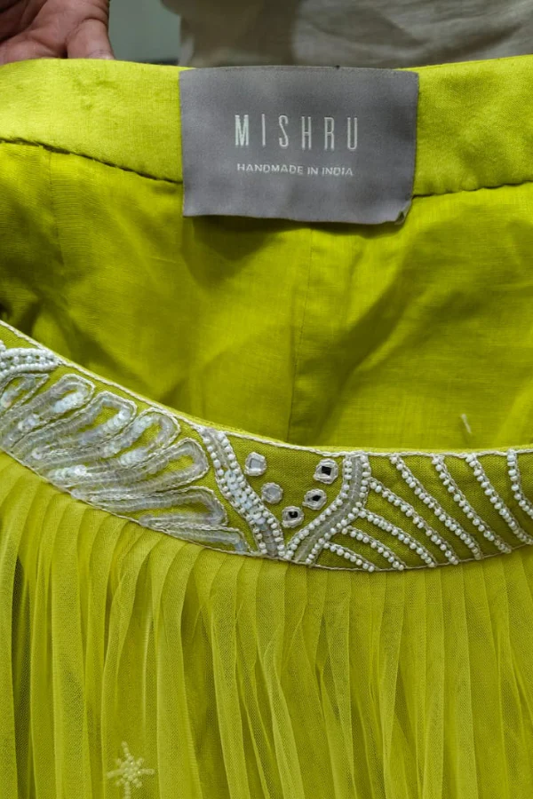 Mishru lime embroidered lehenga set - Image 6