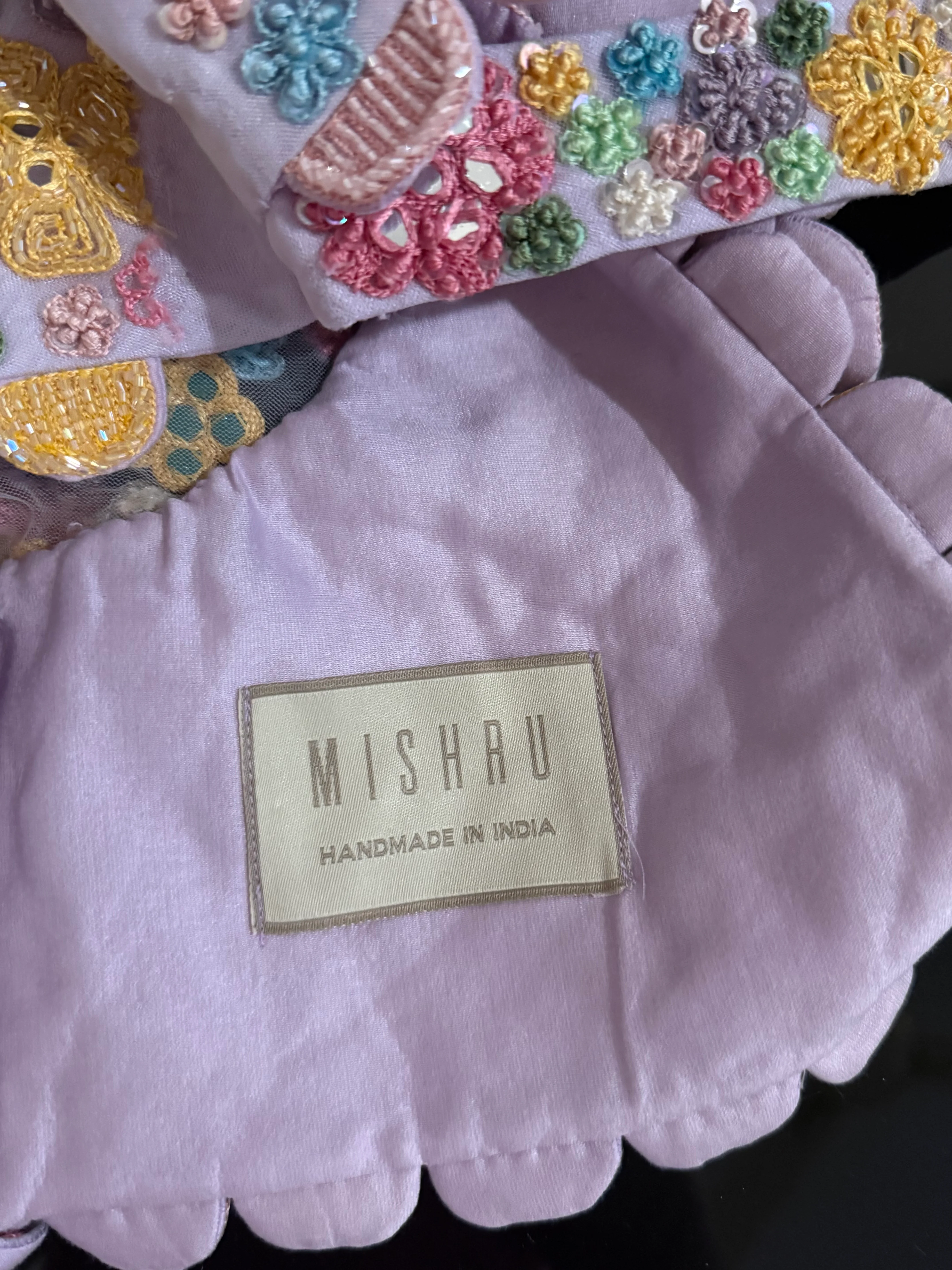 Mishru Pastel Floral Embroidered Lehenga Set - Image 6