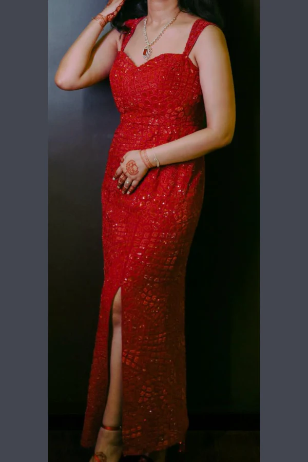 Mishru Red Embellished Dress - Image 2