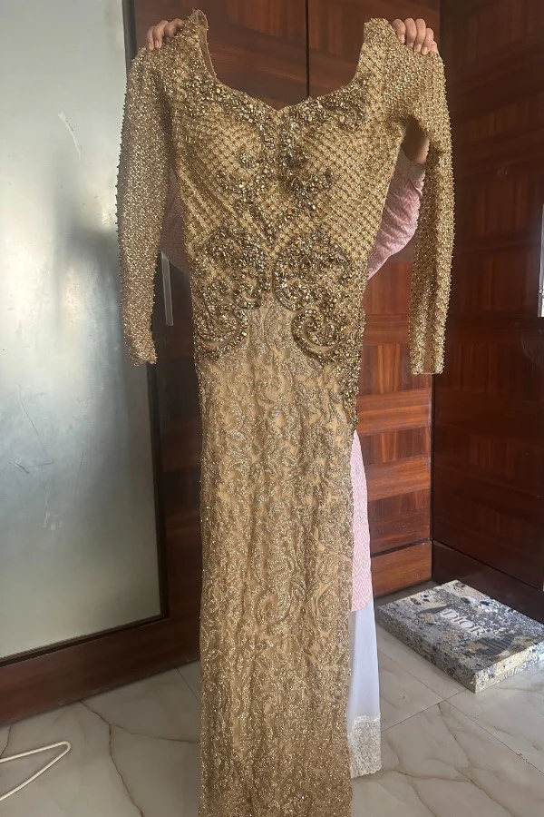 MONISHA JAISING BRIDAL GOLD GOWN