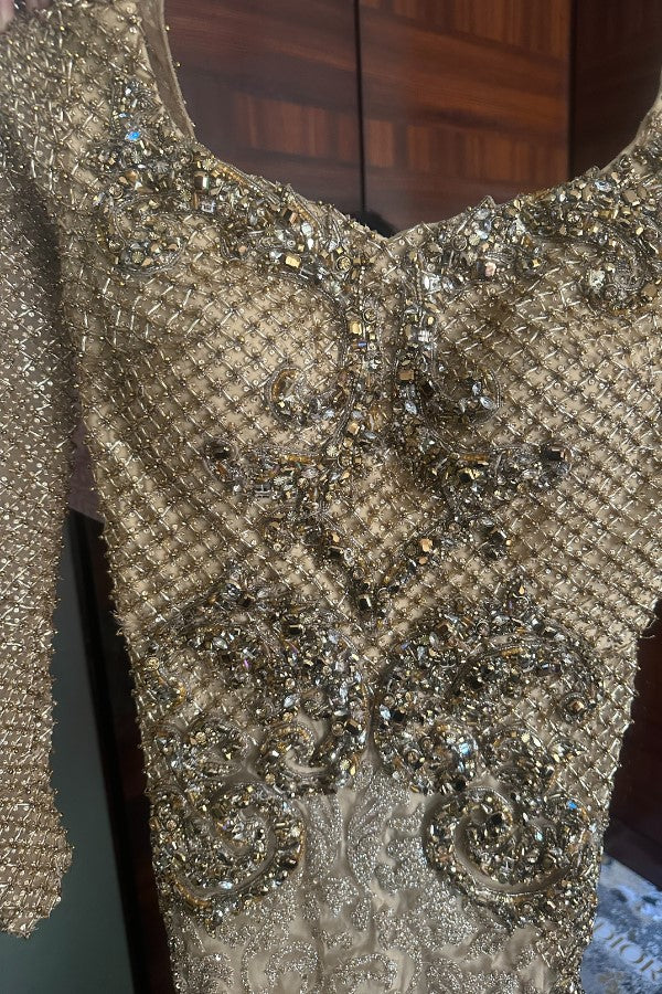 MONISHA JAISING BRIDAL GOLD GOWN - Image 2
