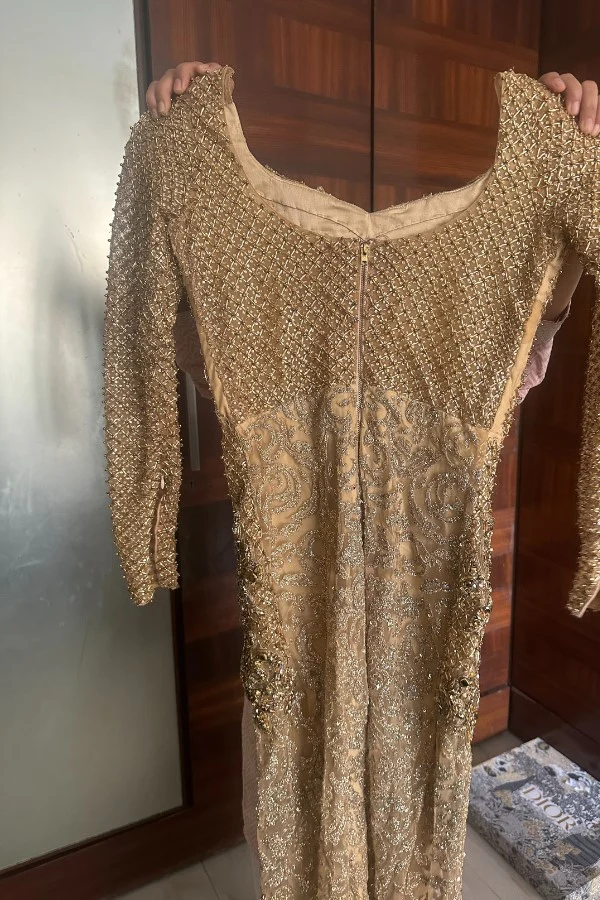 MONISHA JAISING BRIDAL GOLD GOWN - Image 4