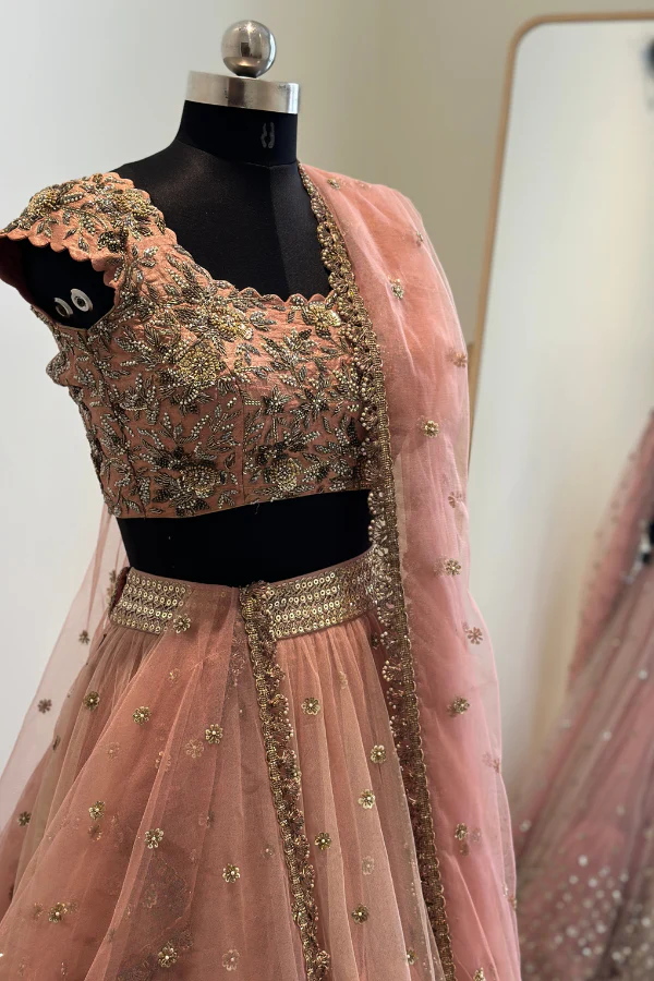 Mrunalini Rao Blush Pink Tulle Lehenga - Image 3