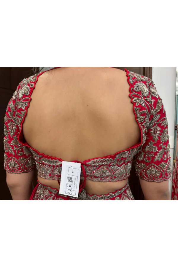 MRUNALINI RAO Cadmium Red Embroidered Lehenga Set - Image 7