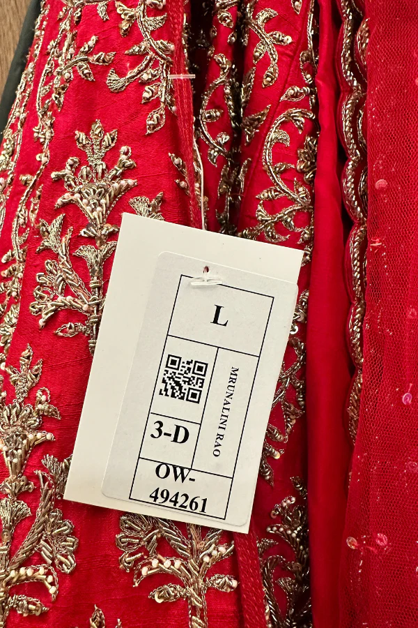 MRUNALINI RAO Cadmium Red Embroidered Lehenga Set - Image 8