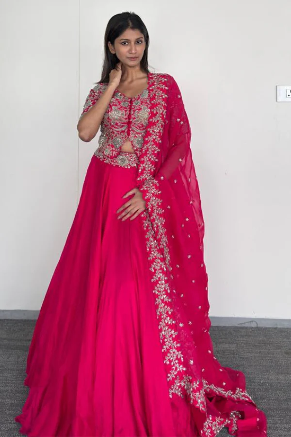 Mrunalini Rao Fuchsia Pink Embroidered Lehenga Set - Image 2
