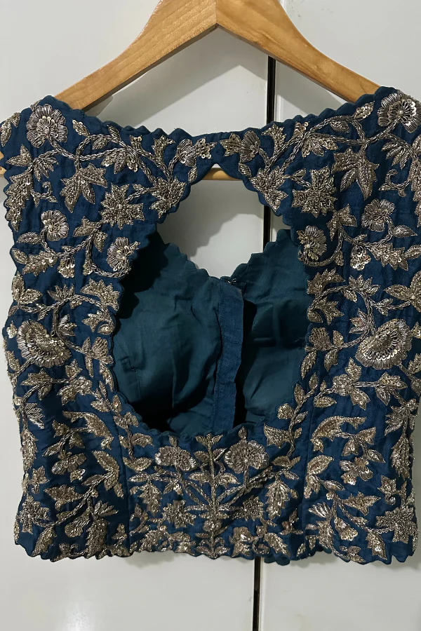 Mrunalini Rao Navy Floral Embroidered Lehenga Set - Image 6