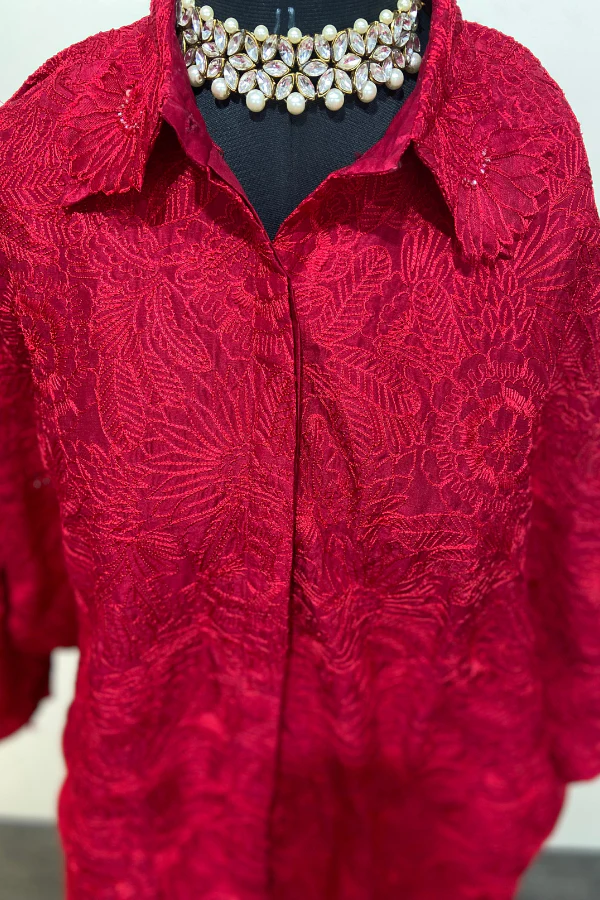 MRUNALINI RAO Red Pure Silk Embroidered Lehenga Set - Image 5