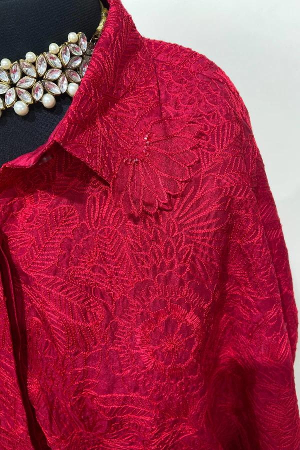 MRUNALINI RAO Red Pure Silk Embroidered Lehenga Set - Image 6