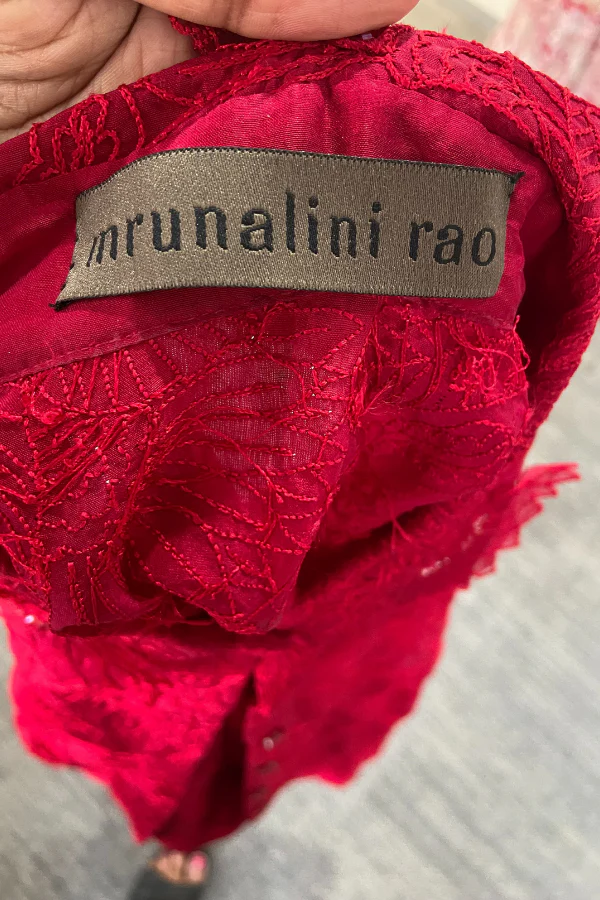 MRUNALINI RAO Red Pure Silk Embroidered Lehenga Set - Image 9