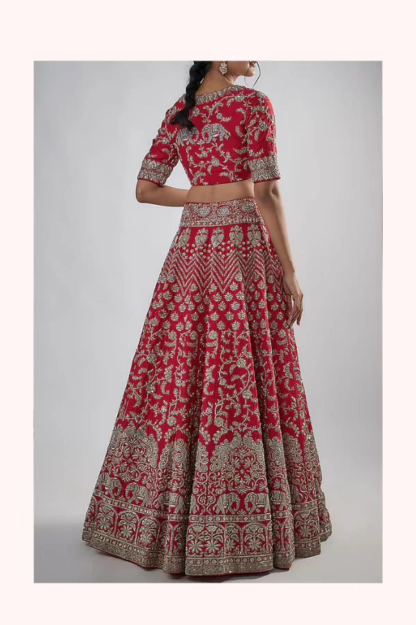 Mrunalini Rao Red Raw Silk Embroidered Lehenga Set - Image 2