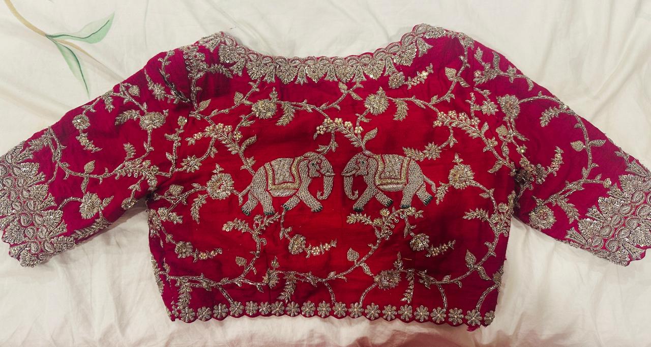 Mrunalini Rao Red Raw Silk Embroidered Lehenga Set - Image 6