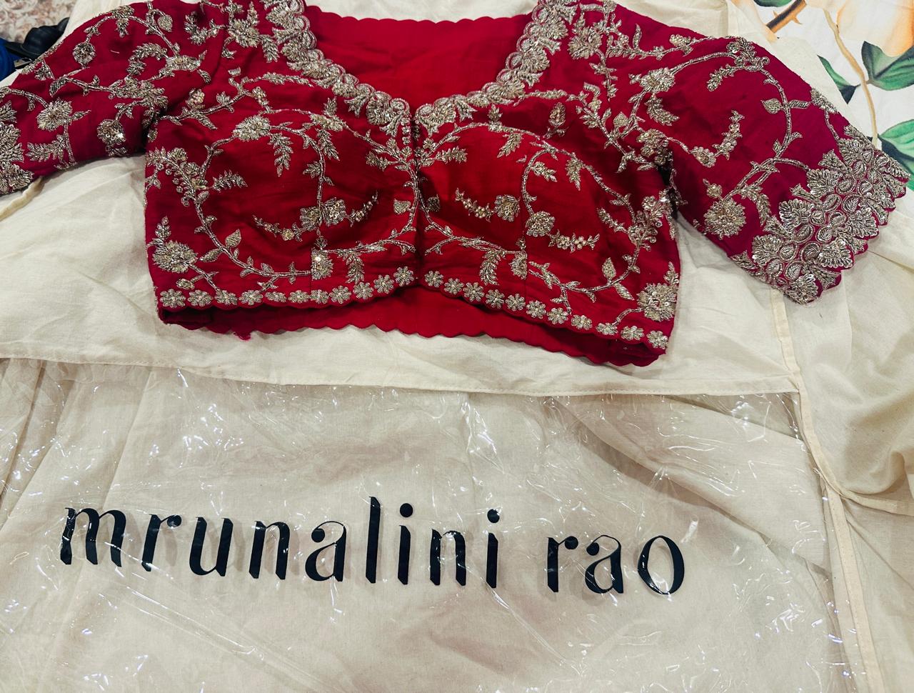 Mrunalini Rao Red Raw Silk Embroidered Lehenga Set - Image 8